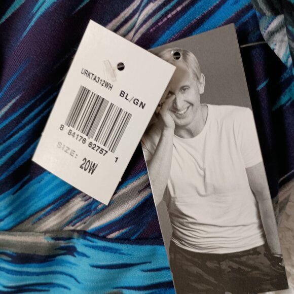 New David Meister Sheath Pencil Dress Starburst Knit Blue Gray 3/4 Slv 20W Women - Picture 5 of 11